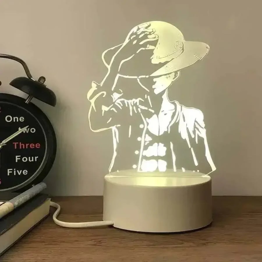 مصباح LED ثلاثي الأبعاد أنمي ون بيس بشخصيات زورو ولوفي وسفينة القراصنة