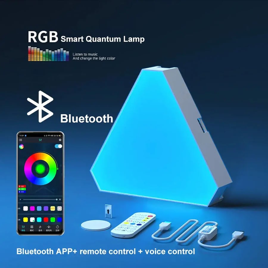 LED الثلاثي الكم مصباح RGB الجدار مصباح الذكية لاقط إيقاع ضوء الخلفية لغرفة النوم السرير ليلة ضوء مكتب الديكور
