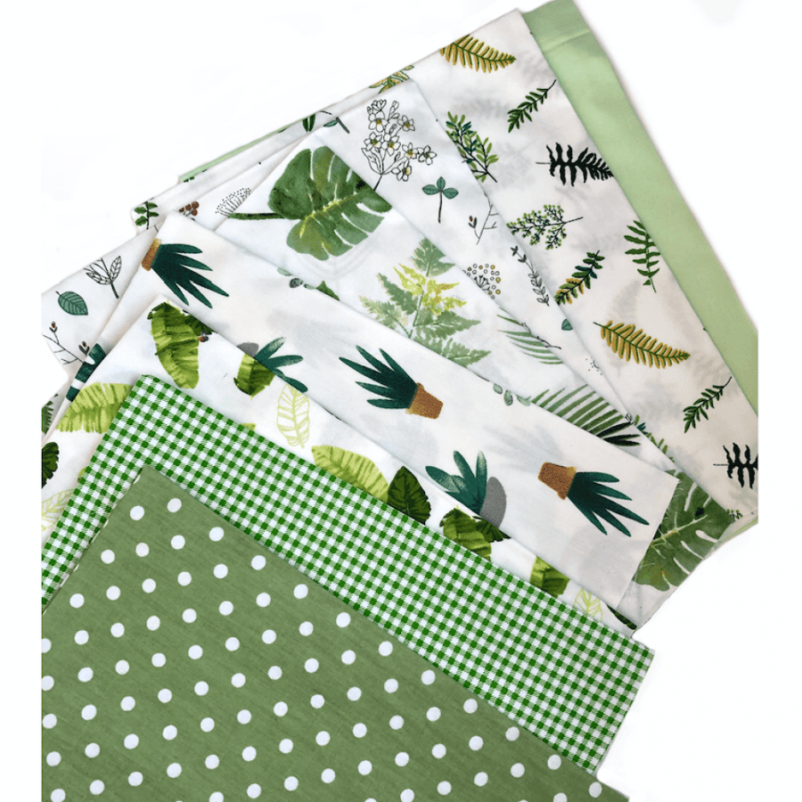 8 pieces of green fabric 40x50 cm
