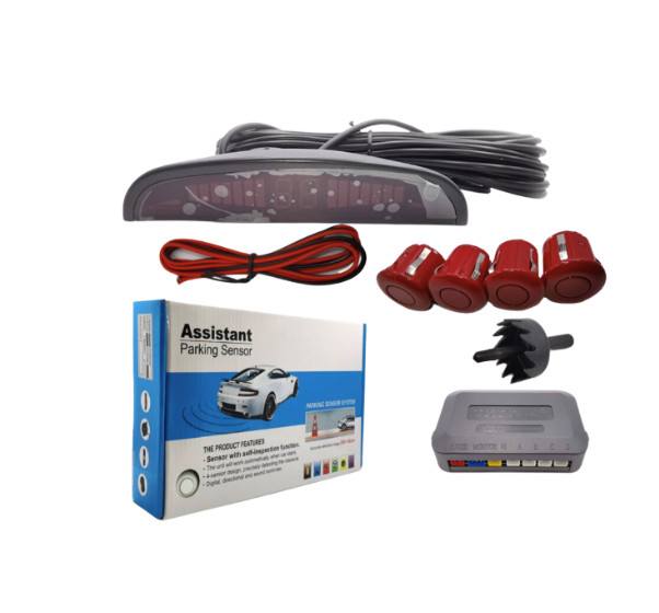Rear sensor set for all types of cars with guidance screen - red color