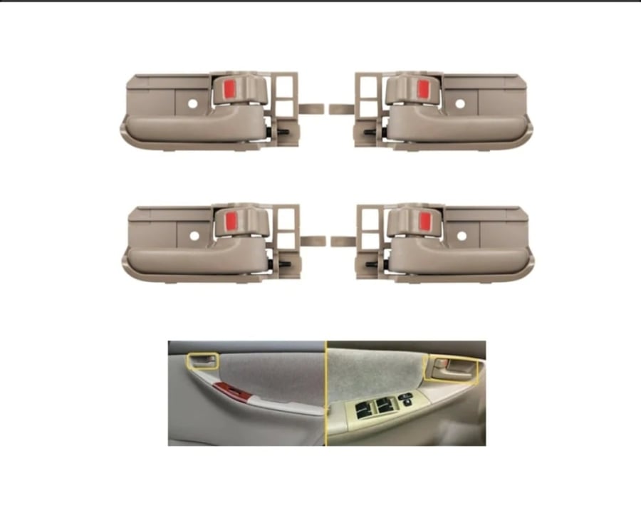 Corolla 2001-2002 interior handle set, 4 pieces, beige color