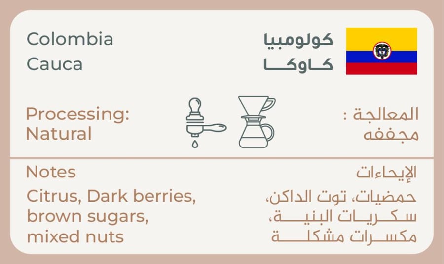 كولومبيا - كاوكا / اسبريسو -فلتر