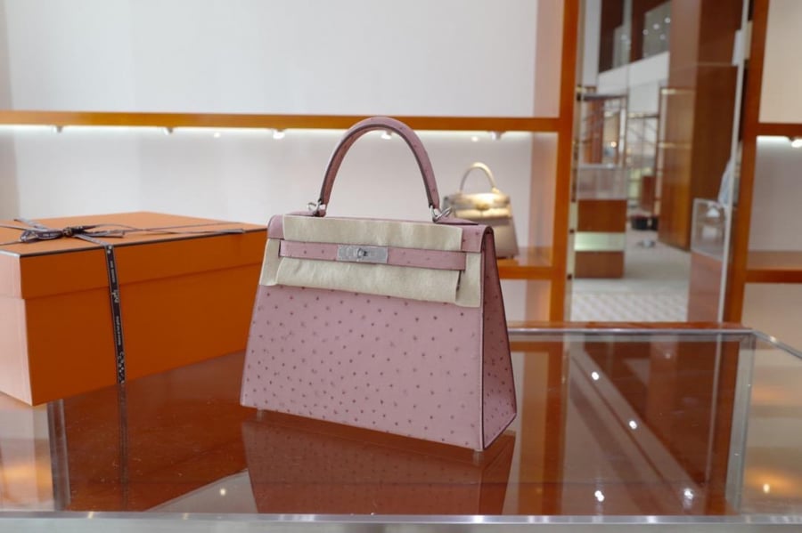 Hermes Kelly Ostrich bag