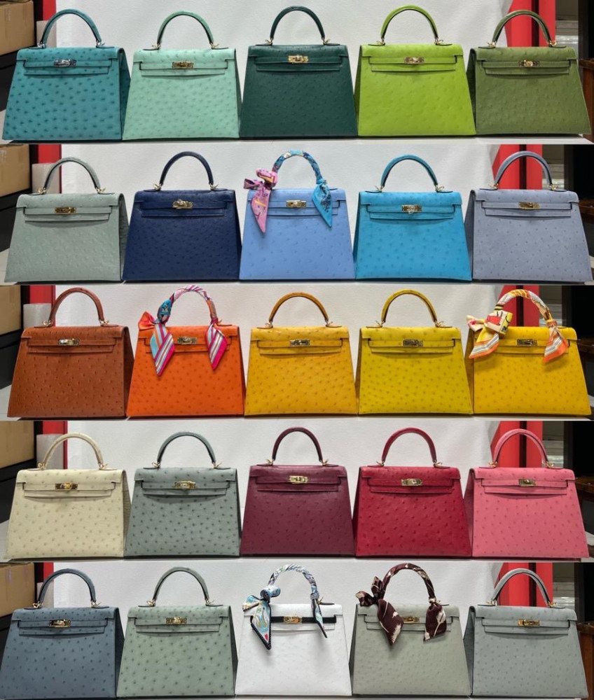 Hermes Kelly Ostrich bag