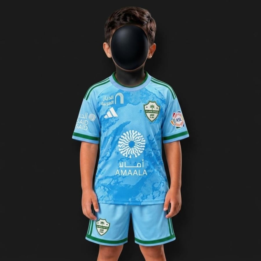 طقم الأهلي السعودي الثالث للأطفال 2027 السماوي