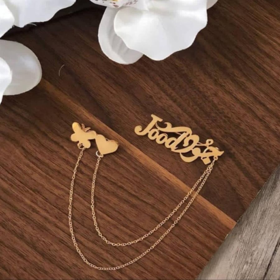 Name badge with butterfly and heart_Moon Store