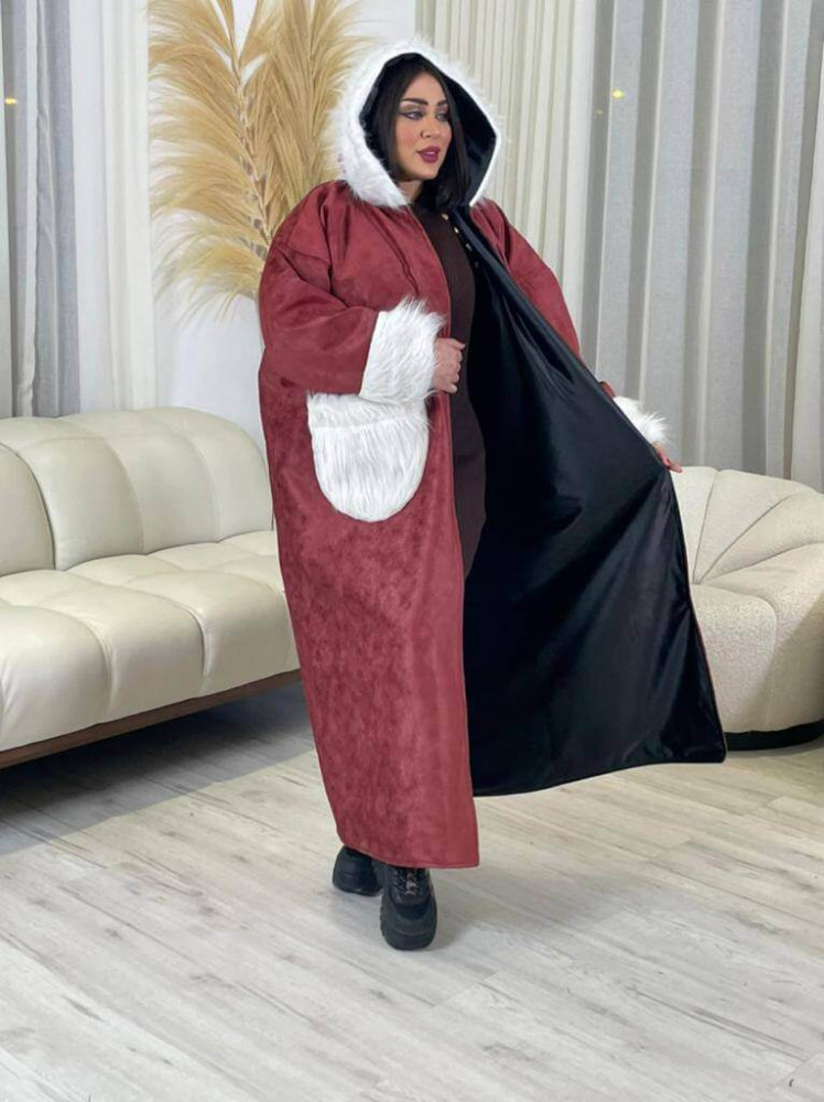 فروه شتويه نسائي احمر