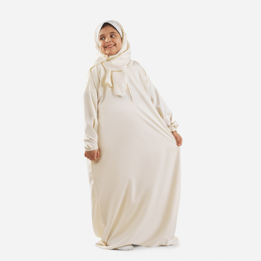 شرشف صلاة للأطفال بطرحة متصلة (بيج)