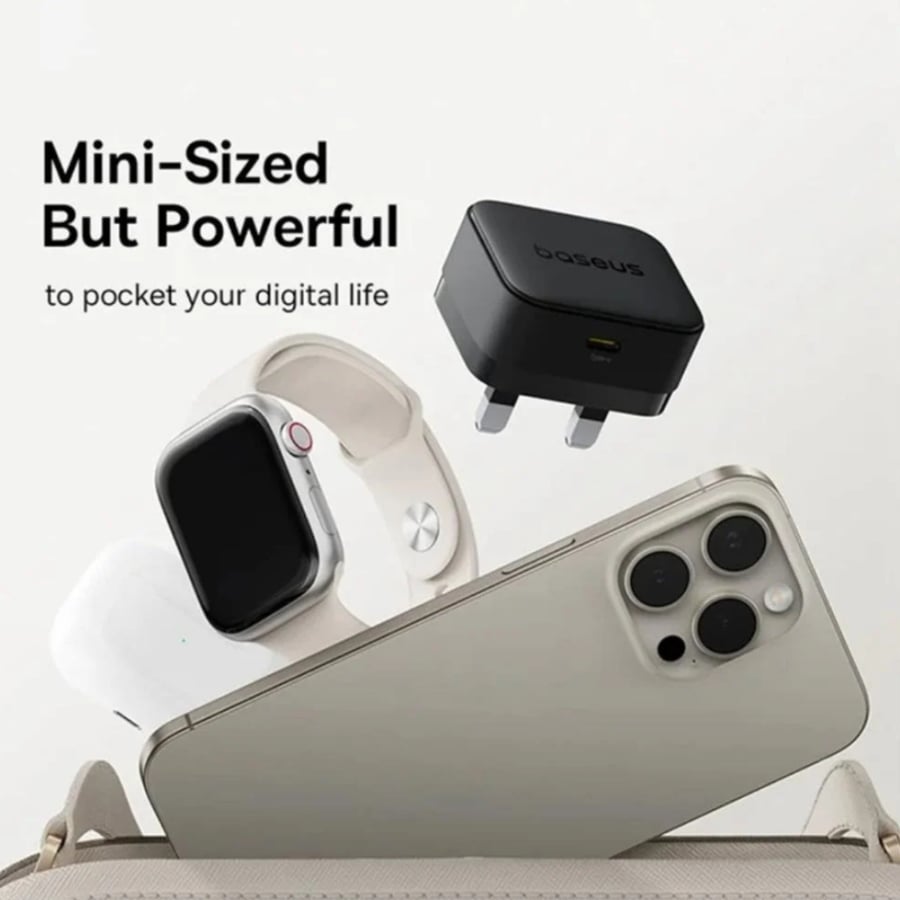 Pisos - Palm wall charger with 30 watt power with Type-C port with Type-C to Type-C cable