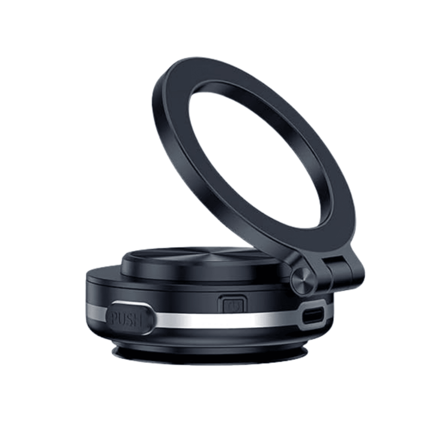 Magnetic 360-degree phone holder that can be installed anywhere on a surface, air suction stand, magnetic safety, electronic suction with rechargeable base