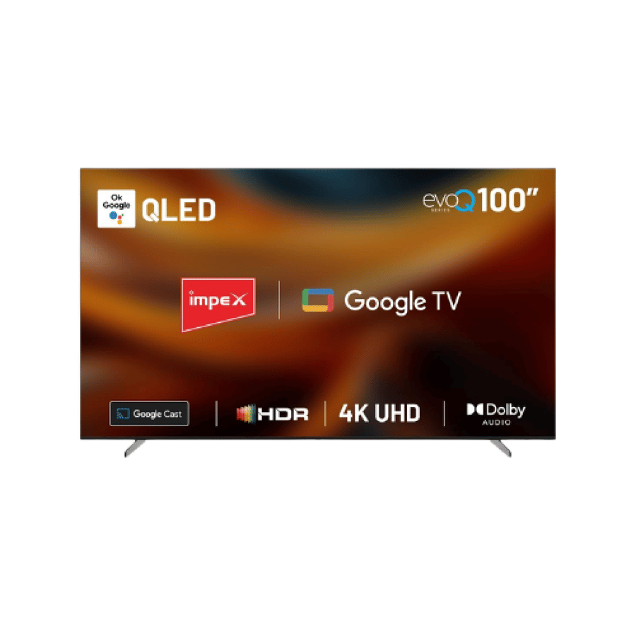 نيكاي شاشة تلفزيون ذكية 100 بوصة بتقنية QLED ونظام Google TV ومعدل تحديث 144 هرتز للألعاب