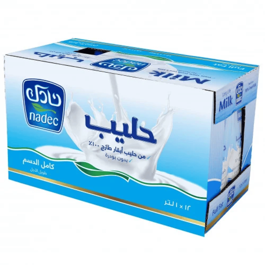 نادك كرتون حليب طويل الاجل كامل الدسم 12*1 لتر