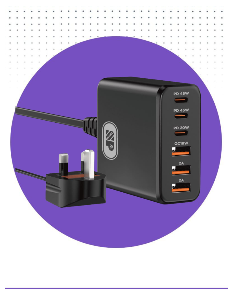 منصة شحن 120 واط شحن سريع ب3 منافذ تايب سي و 3 منافذ ISNUP USB