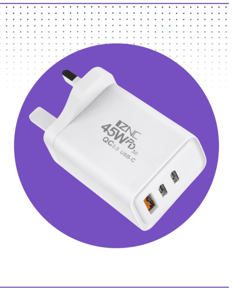 فيش منزلي منفذين PD منفذ IZNC USB  ابيض