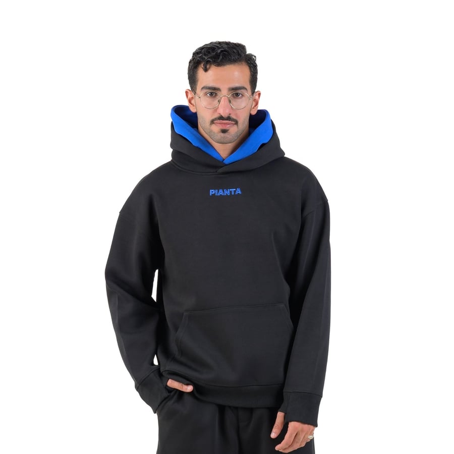 Black hoodie Double cap Oversize