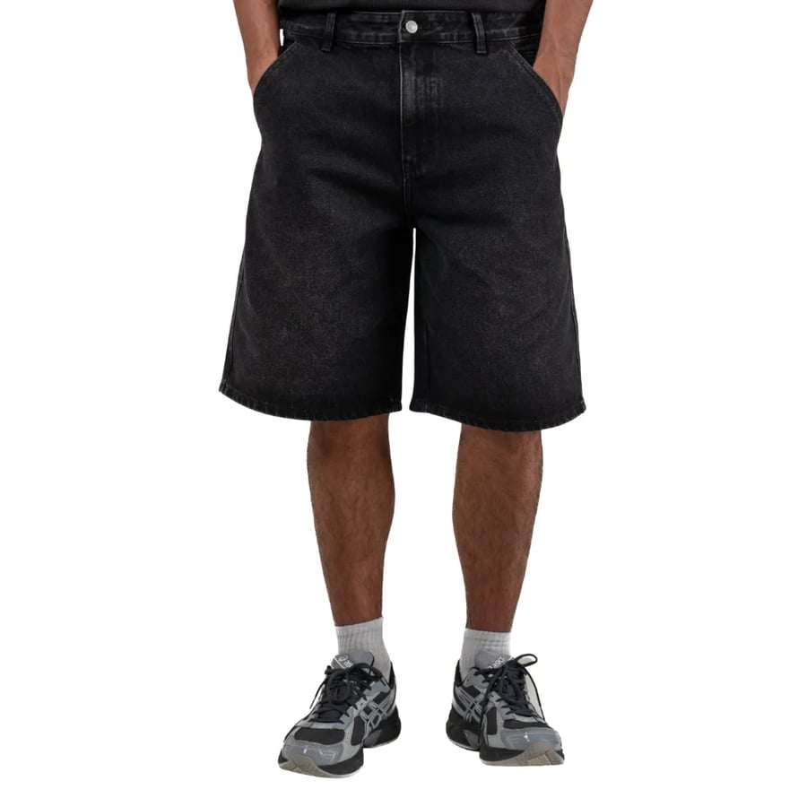Washed Black Denim Shorts