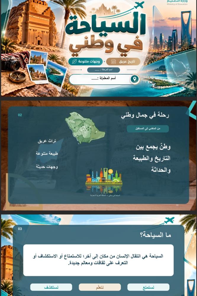 السياحة في وطني | رحلة لاكتشاف جمال المملكة عرض تعليمي .