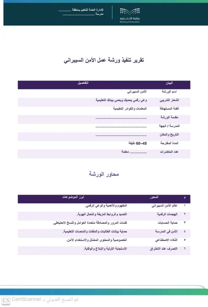 ورشة عمل الأمن السيبراني |