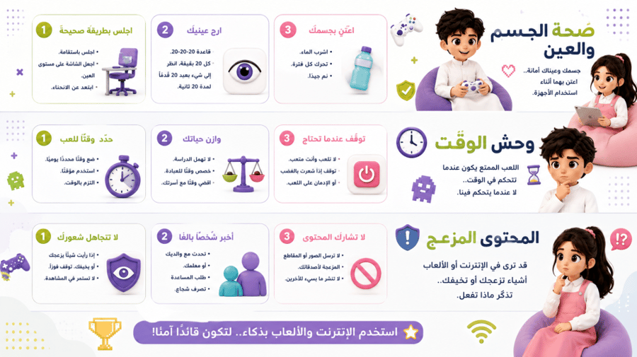 ألعب بذكاء وأتصفح بأمان | مخاطر الألعاب الإلكترونية والإنترنت
