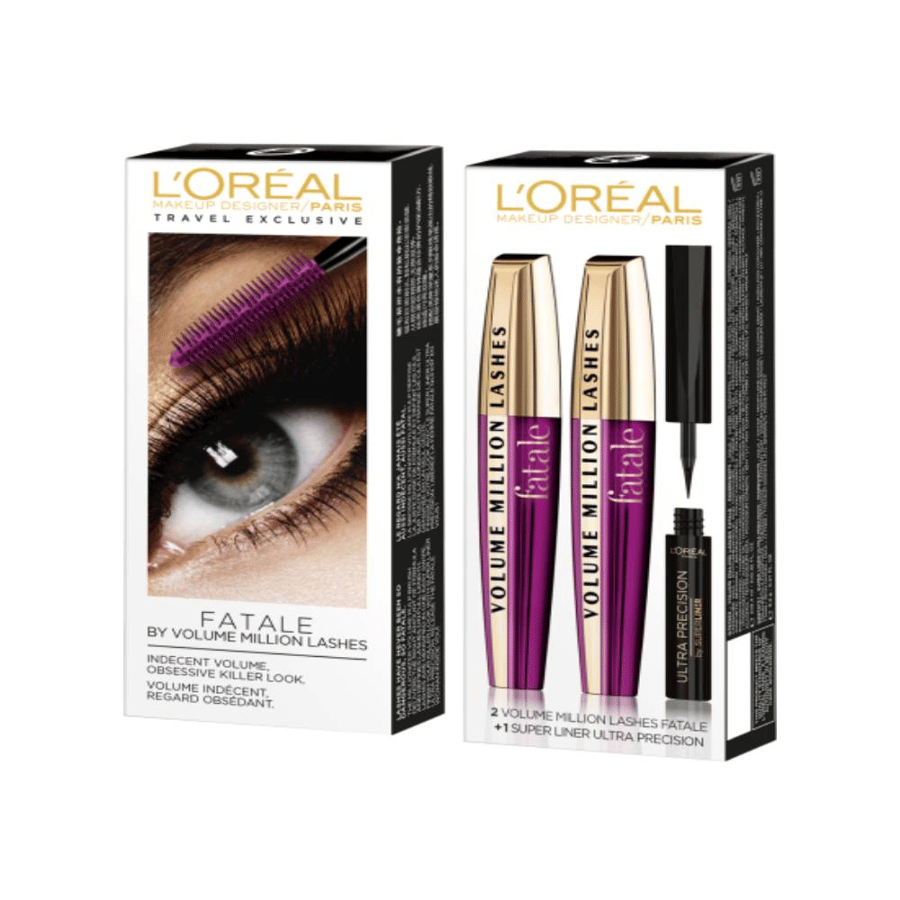 لوريال باريس فوليوم مليون رموش فاتال بلاك مع سوبر لاينر volume million lashes fatale black and superliner noir