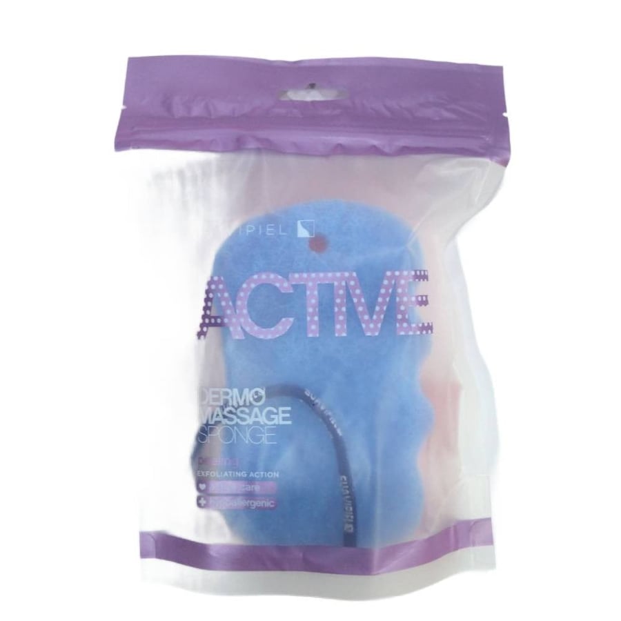 اسفنجة استحمام سوافيبيل لبشرة ناعمة ازرق وزهري suavipiel active dermo massage sponge blue and pink color
