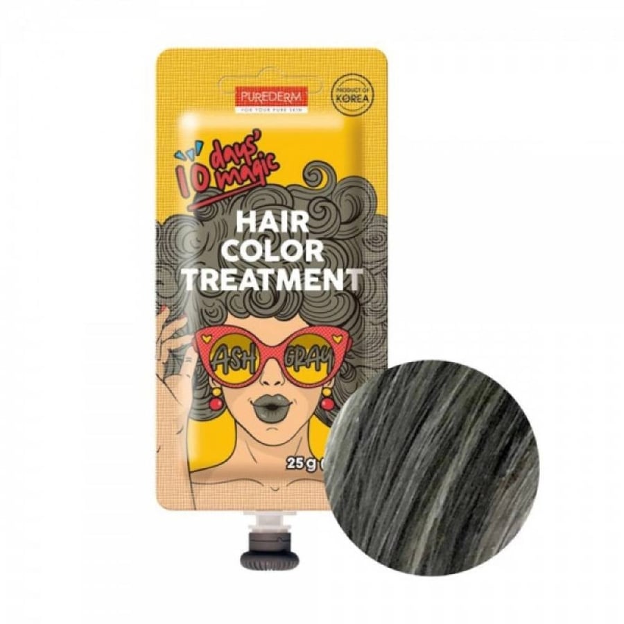 صبغة شعر بيورديرم 25 جرام لون رمادى  purederm 10 days magic hair color treatment ash grey colour