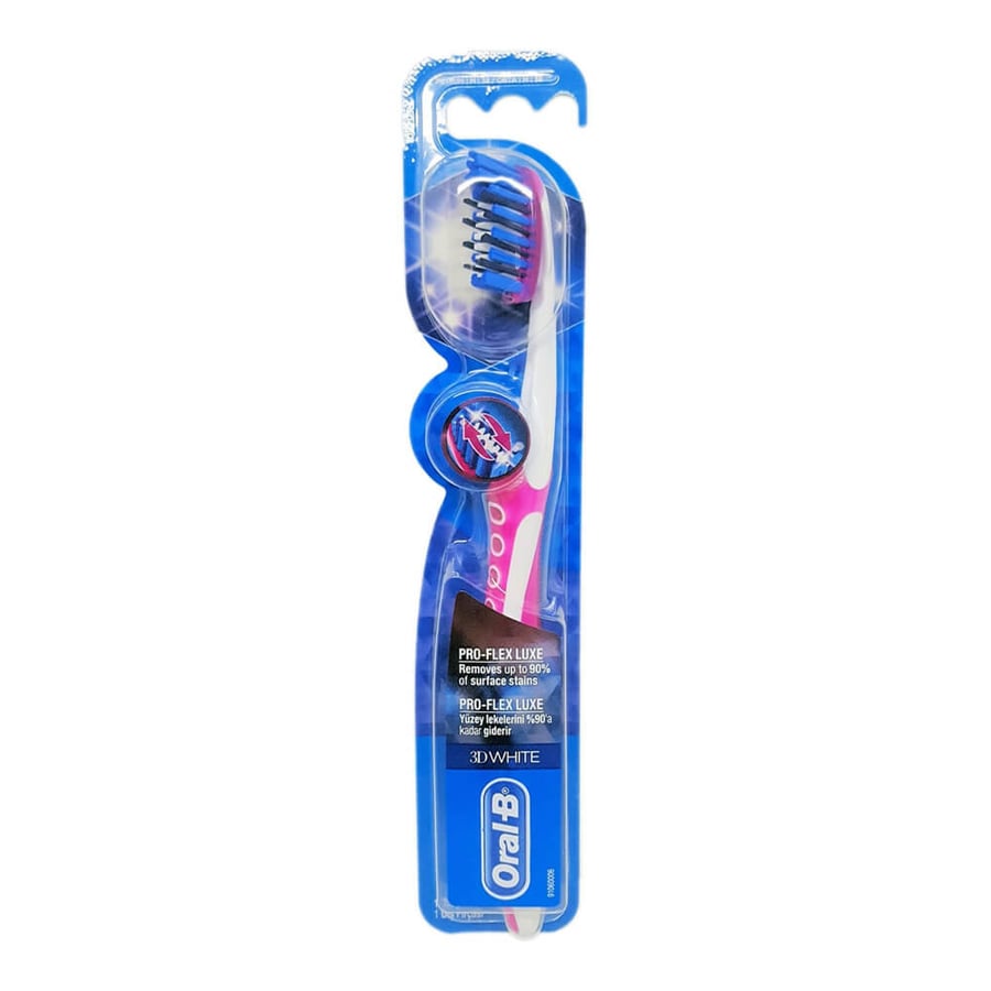 فرشاة أسنان أورال بى برو فلكس متوسطة النعومة oral b toothbrush pro-flex 3d white luxe - medium