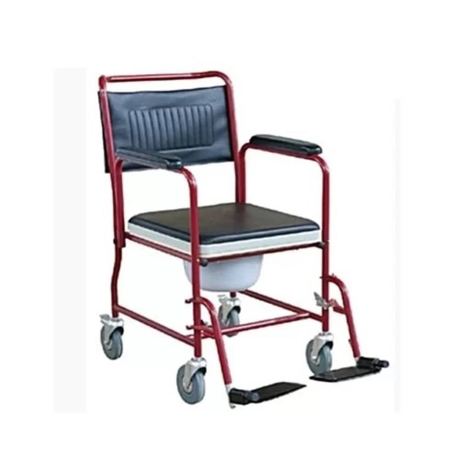 كرسى حمام fs 691 متحرك احمر  red commode chair steel 691