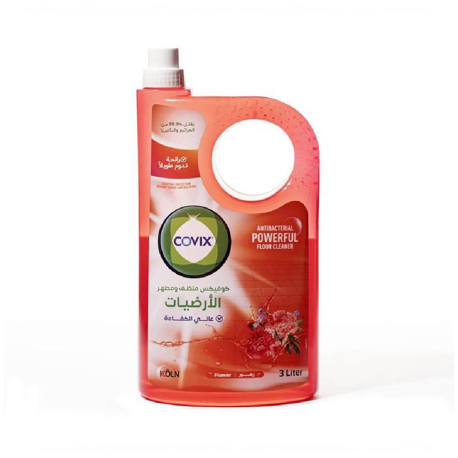 منظف ومطهر ارضايات كوفيكس عالى الكفاءة برائحة الزهور 3 لتر covix antimicrobial floor cleaner - flowers 3 liter