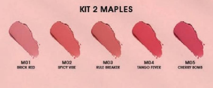 مجموعة احمر شفاه ايماجيك lp-214 سائل مطفي 5 الوان رقم مابليس imagic matte liquid lipstick kit shade maples