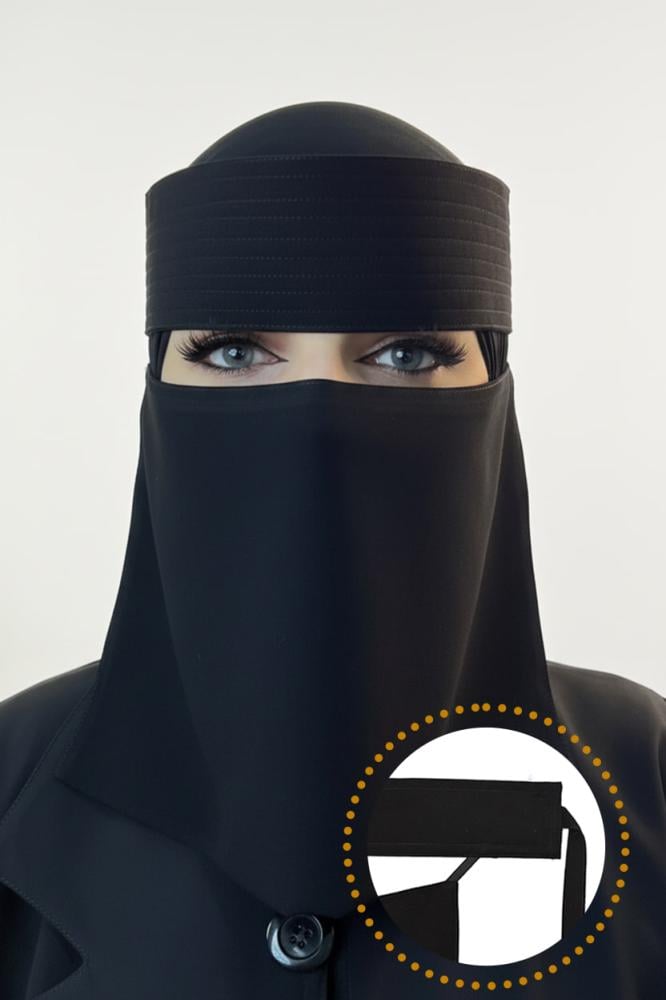 نقاب دقة خيط وسط بمطاط طويل