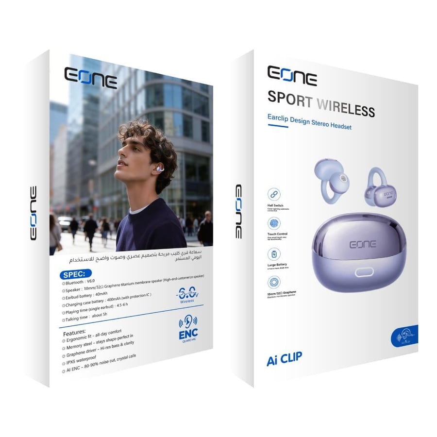 سماعة EONE AI CLIP الرياضية اللاسلكية