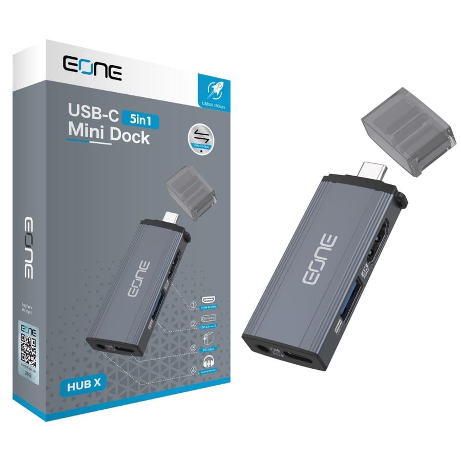 موزع EONE HUB X Pro ‏5 في 1 بمنفذ USB-C