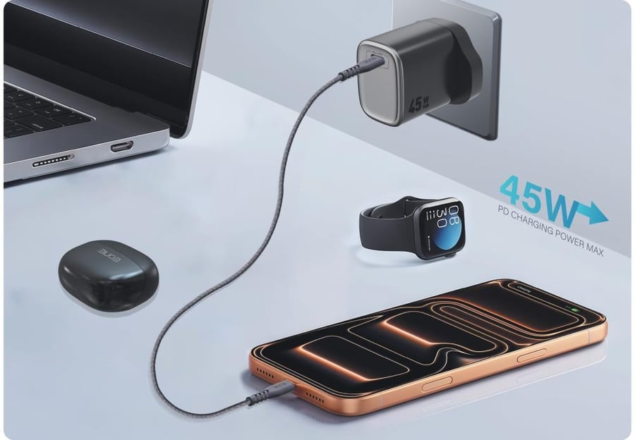 شاحن جداري سريع 45 واط EONE – USB-C PD