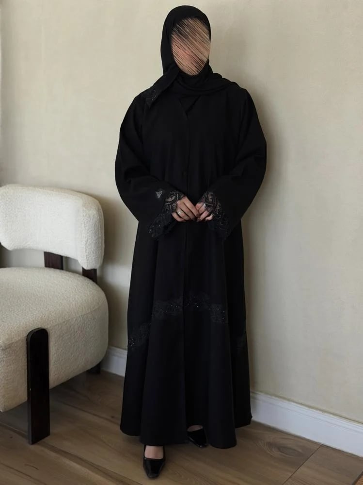 A-line abaya fabric (crepe) addition of a decorative belt