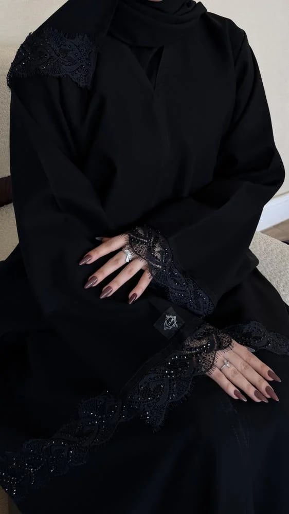 A-line abaya fabric (crepe) addition of a decorative belt