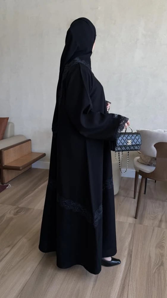 A-line abaya fabric (crepe) addition of a decorative belt