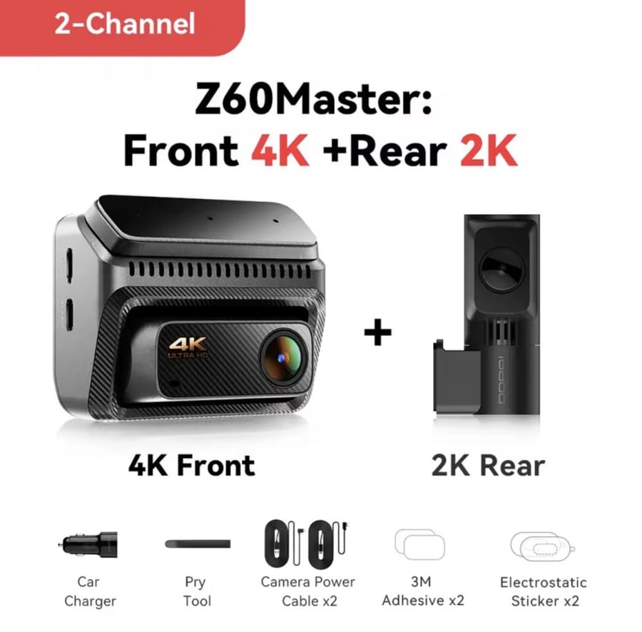 داش كام من شركة DDPAI امامية 4K خلفية 2K
