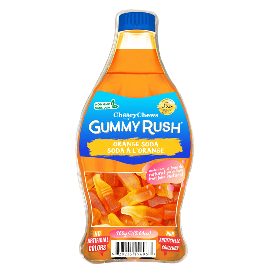 GUMMY RUSH ORANGE SODA BOTTLE 160G / جامي راش بنكهة اللبرتقال زجاجة 160غ