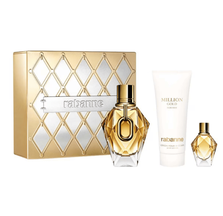 A gift set of Million Gold perfume by Paco Rabanne for women, Eau de Parfum, 90 ml