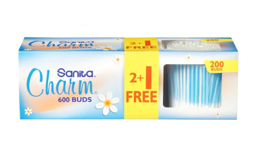 Sanita Charm Ear Wire 600 Sticks - 2 Pieces, 1 Piece Free