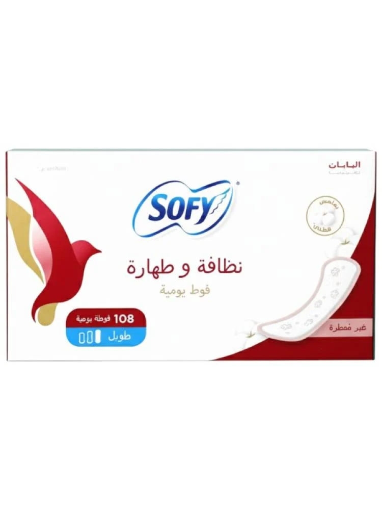 سوفي فوط يومية نظافة وطهارة طويلة غير معطرة - 108 قطعة