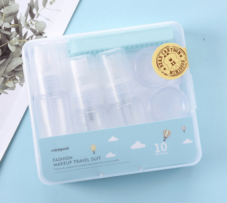 Manigoods 10-Piece Empty Container Set with Face Towel and Comb