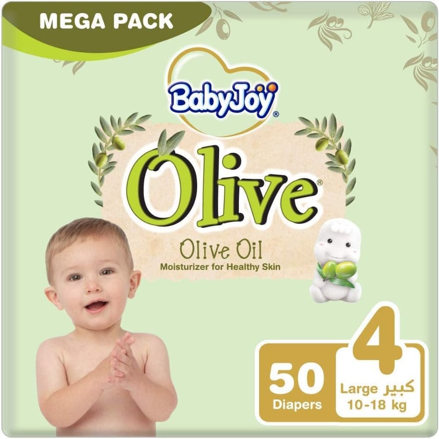 Baby Joy Olive Size (4) Mega 10-18 kg 50 Diapers