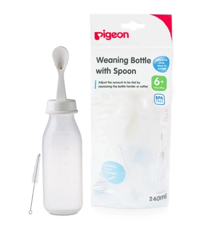 Pigeon Plastic Feeding Bottle with Spoon 240ml