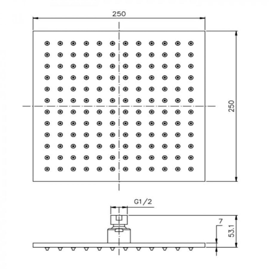 طاسة دش ستانلس ستيل مربع 25*25  سم