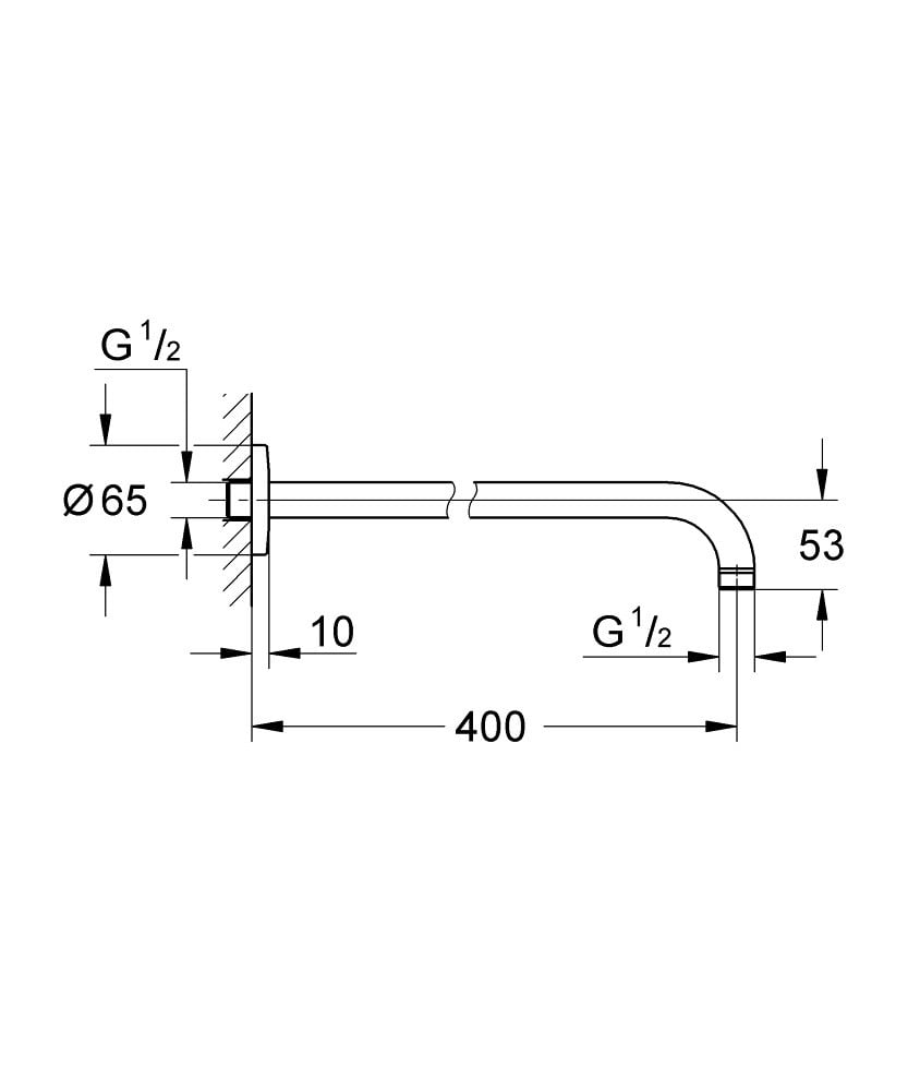 ماسورة طاسة دائرية جداري كروم 40سم جروهي / GROHE