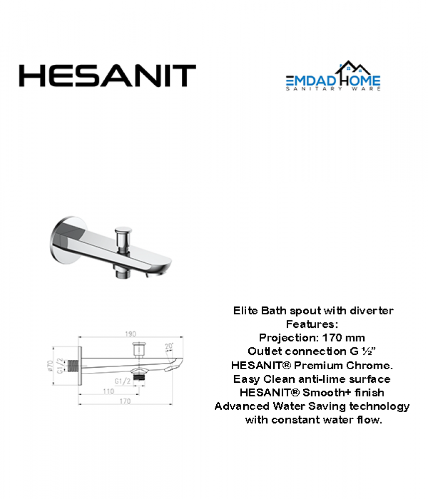 مصب ماء مع محول دائري كروم هزنت /  Hesanit