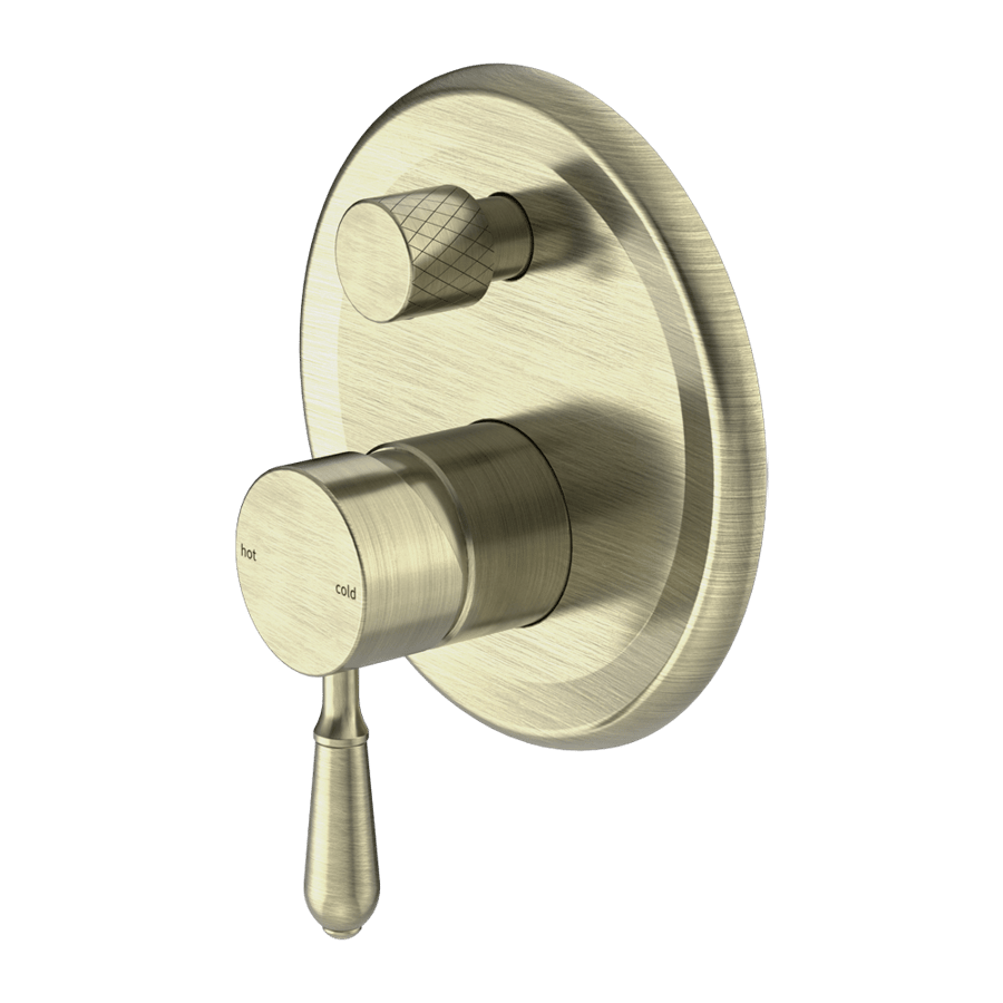 Shower mixer face with two lines - converter - antique copper color with buried heart (York historical) Nero