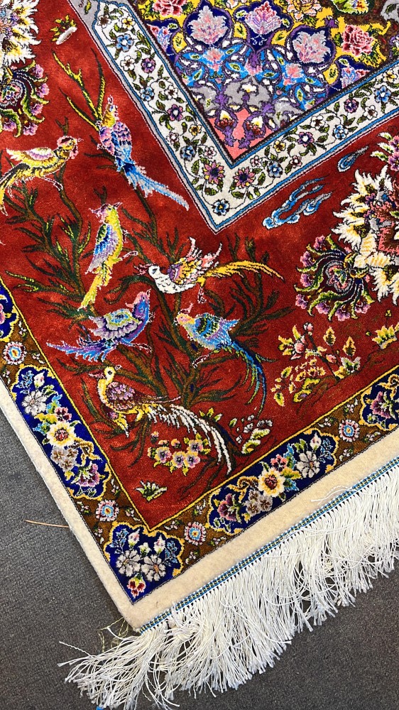 سجادة ايرانية حرير مع الصوف نسيج يدوي ضغط مكينة | مقاس: 2x3 m